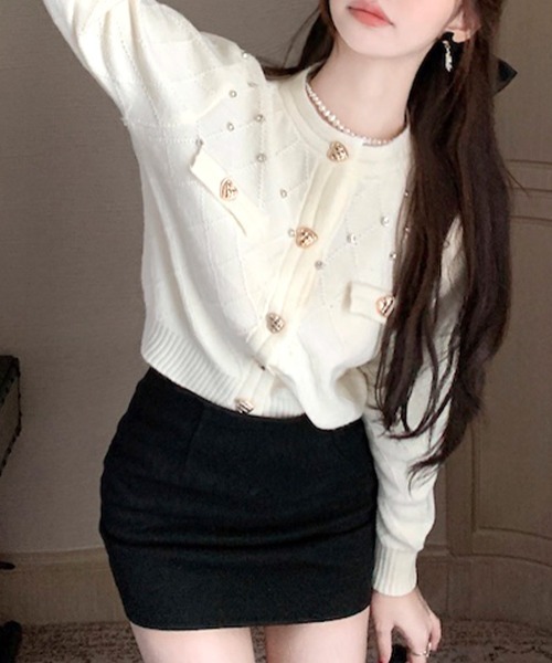 「Riff」 ニットカーディガン FREE サックスブルー レディース_画像7