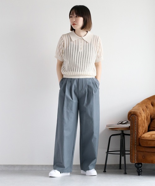 【新品未使用】585 ラッセルノ　メッシュポロシャツ　レディース　サイズ０ 585 ラッセルノ メッシュポロシャツ ホワイト レディース サイズ