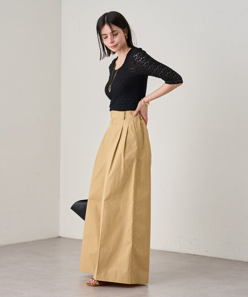 Loungedress パンツ ワイドフレアライトチノパンツ レディース