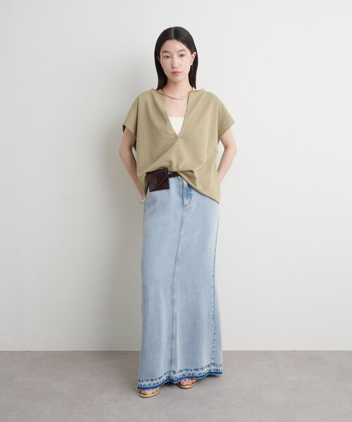 Omekashi tシャツ スウェットVプルオーバー レディース