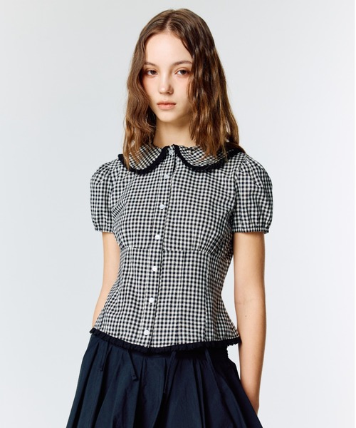 ブラウス シャツ L15 CHECK PUFF SHIRT レディース