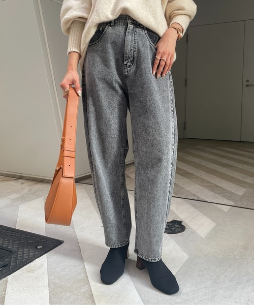 [Thevon] обработка Denim брюки MEDIUM черный женский 