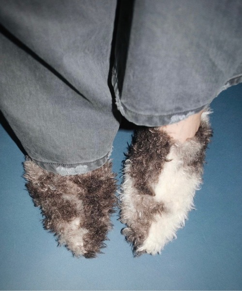 musubore パンプス pointed toe fur mule / ポインテッドトゥ