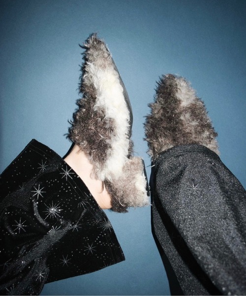 musubore ファーミュールM musubore パンプス pointed toe fur mule / ポインテッドトゥ