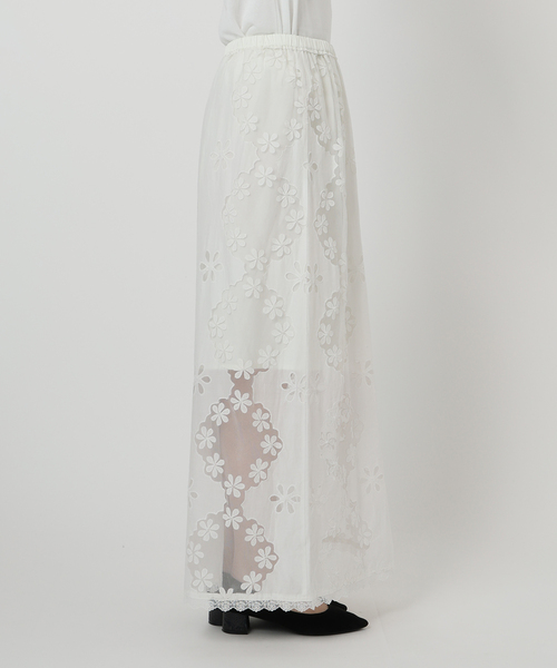 IENA LA BOUCLE 刺繍レーススカート IENA LA BOUCLE スカート レースエンブロボイルスカート