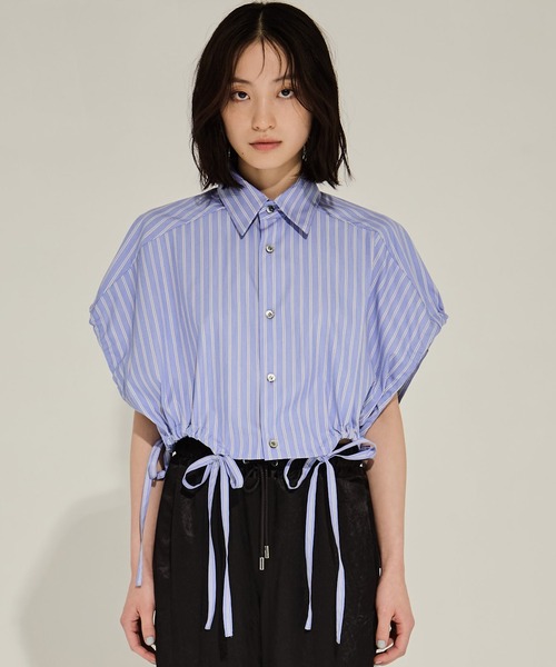 UJOH ウジョー 総柄 半袖シャツ ブルー ホワイト サイズ2 日本製 UJOH（ウジョー） ブラウス シャツ 「UJOH/ウジョー」「STUDIOUS別注