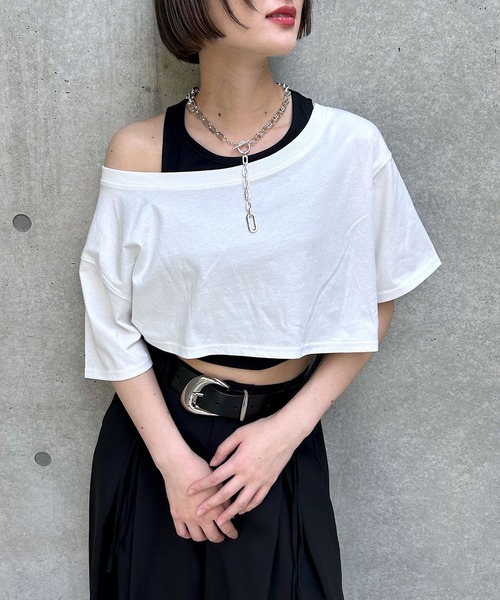 PAGEBOY（ページボーイ） tシャツ 半袖 オフショルTドロストタンク