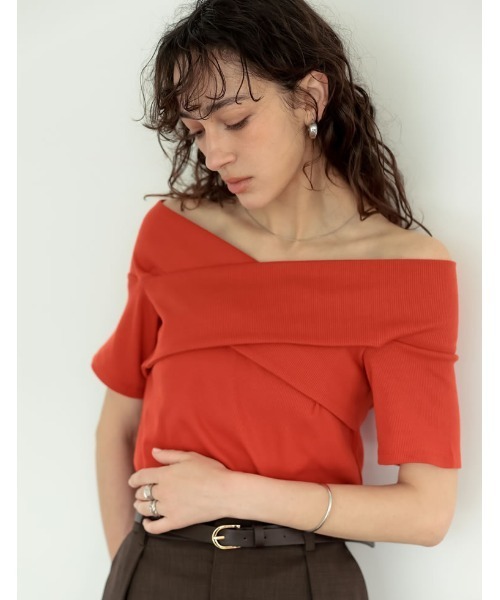 tシャツ オフショルダー レースデザイン 2Wayトップス SP25s013「SunsetPark」「2025SS」 レディース メンズ セール】オフショルダー レースデザイン 2Wayトップス SP25s013