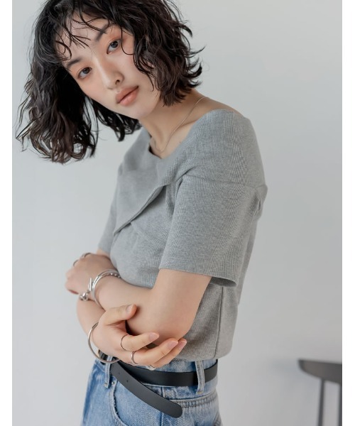 tシャツ 「ZOZO限定」スムース天竺オフショルカットソー レディース セール】【MINERTE】unbalanced offshoulder tops / スムース