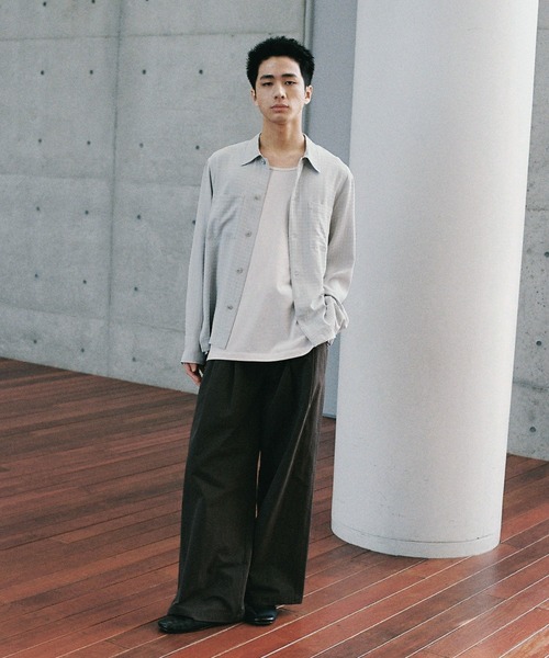 WYM ライトグレー Sサイズ EXTRA FINE COTTON SIDE SLIT BASIC L/S（Tシャツ/カットソー
