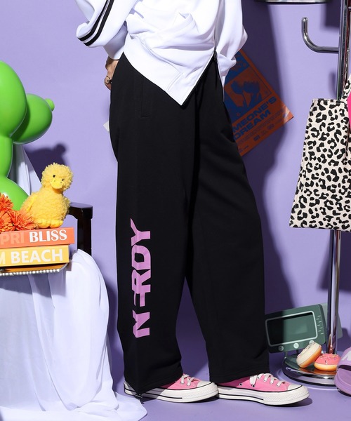 NERDY ワイドパンツ スマホショルダー スウェットパンツ ジャージ