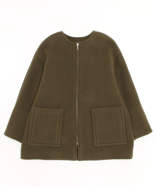 SHIPS（シップス） ノーカラーコート 36 オリーブ レディース