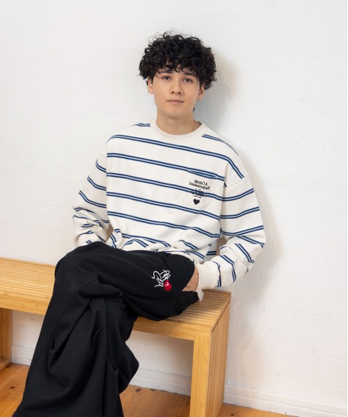 kaoyorinakami トレーナー スウェット connie border sweat / コニー