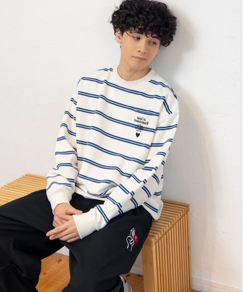 kaoyorinakami トレーナー スウェット connie border sweat / コニー