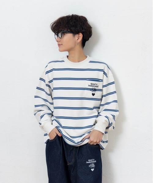 kaoyorinakami トレーナー スウェット connie border sweat / コニー