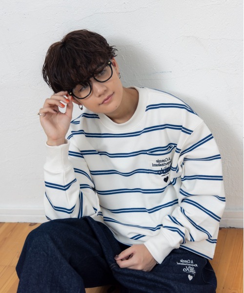 kaoyorinakami トレーナー スウェット connie border sweat / コニー