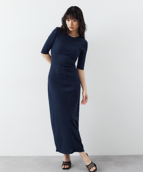 「HANNE」 半袖ワンピース FREE ブラック レディース_画像4