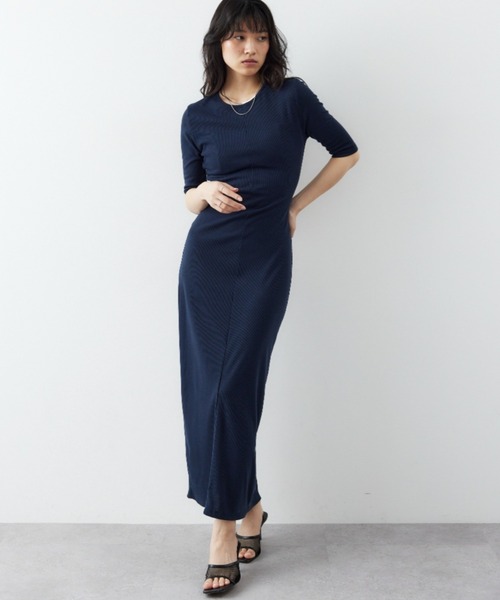 「HANNE」 半袖ワンピース FREE ブラック レディース_画像5