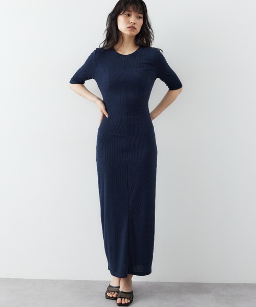 「HANNE」 半袖ワンピース FREE ブラック レディース_画像7