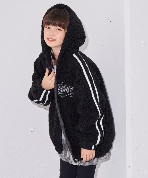 BISKEE コート アウター フード付き袖ラインボアジャケット（カモフラ