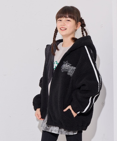 BISKEE コート アウター フード付き袖ラインボアジャケット（カモフラ