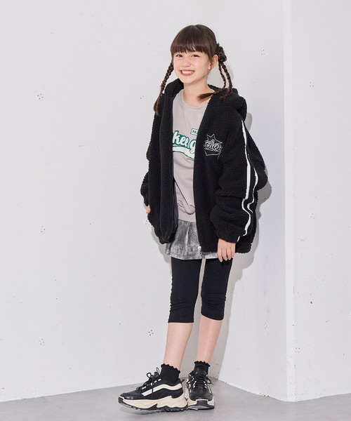 BISKEE コート アウター フード付き袖ラインボアジャケット（カモフラ