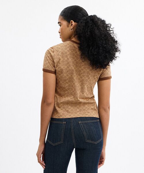 COACH(コーチ) tシャツ シグネチャー リンガー Tシャツ レディース COACH(コーチ) tシャツ シグネチャー リンガー Tシャツ レディース