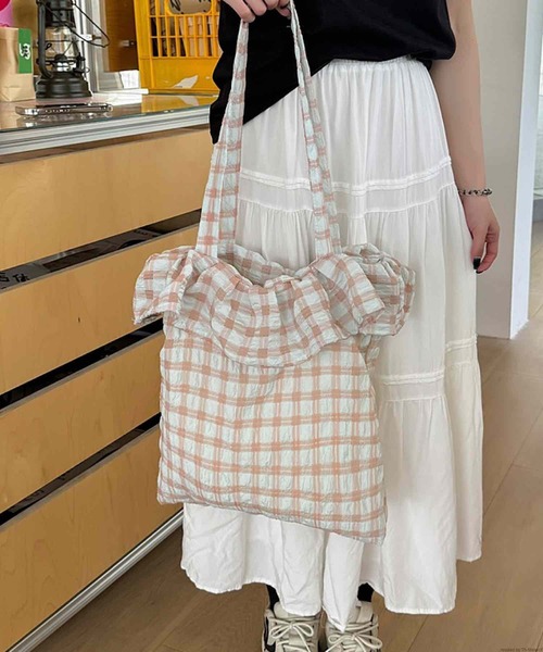 TONE SELECT GOODS トートバッグ Liaa/チェック フリル トートバッグ