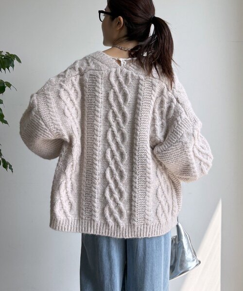 DouDou（ドゥドゥ） カーディガン ケーブルニットカーディガン