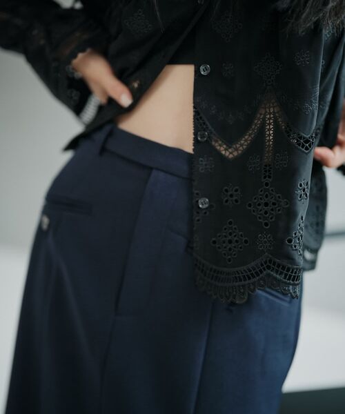 STRATA エストラータ エンブロイダリーリボンスリーブブラウス ブラウン STRATA（エストラータ） tシャツ エンブロイダリーリボンスリーブ