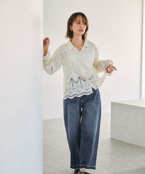 STRATA（エストラータ） tシャツ エンブロイダリーリボンスリーブ