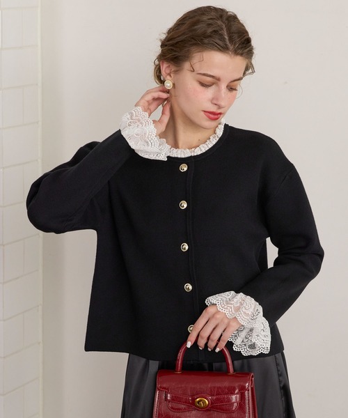 BONLECILL noir カーディガン 「BONLECILL noir」ゴールボタンレース