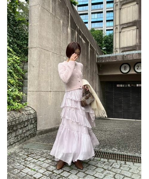 新品 リリーブラウン ブライト シアー スカート ホワイト 白 ラメ LILY BROWN（リリーブラウン） スカート ブライトシアーラッフル