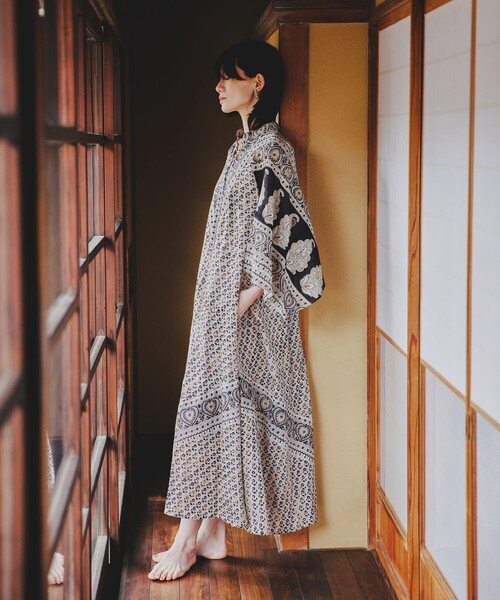 Freada（フリーダ） 長袖ワンピース フリ- オレンジ レディース