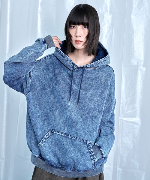 tシャツ 「Nora Lily」Denim-Look Pullover Sweat Hoodie メンズ レディース | Nora Lily | 15
