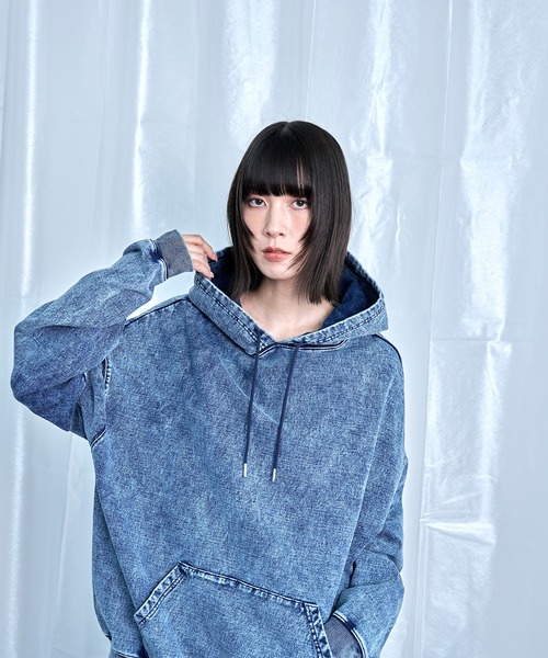 tシャツ 「Nora Lily」Denim-Look Pullover Sweat Hoodie メンズ レディース | Nora Lily | 19