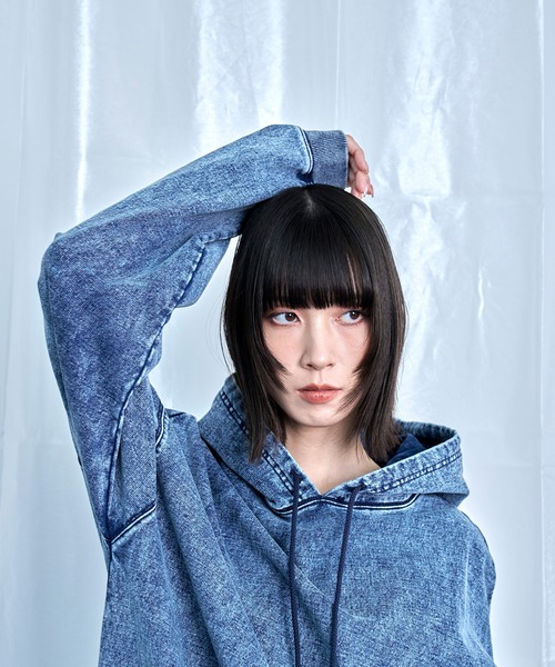 tシャツ 「Nora Lily」Denim-Look Pullover Sweat Hoodie メンズ レディース | Nora Lily | 21