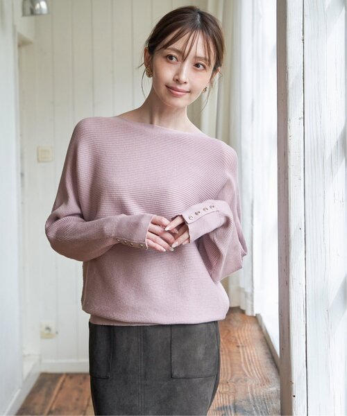 ikka（イッカ） ニット セーター 横リブドルマンラメニットプル