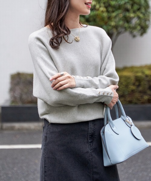 ikka（イッカ） ニット セーター 横リブドルマンラメニットプル