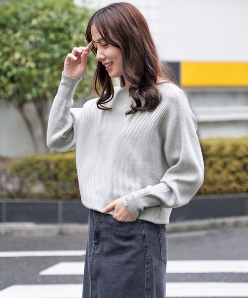 ikka（イッカ） ニット セーター 横リブドルマンラメニットプル