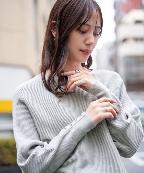 ikka（イッカ） ニット セーター 横リブドルマンラメニットプル