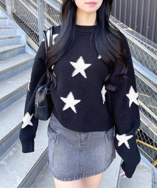 INGNI（イング） ニット セーター 星柄ループジャガードニット