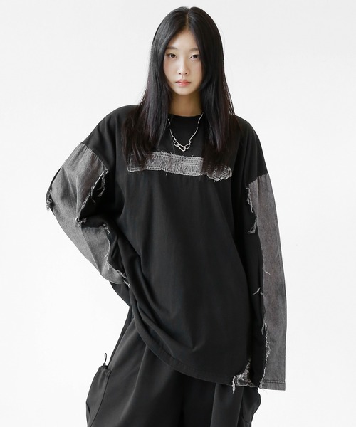 「minsobi」 長袖Tシャツ FREE ブラック メンズ_画像5