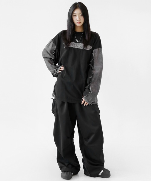 「minsobi」 長袖Tシャツ FREE ブラック メンズ_画像7