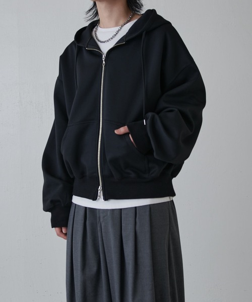 Lui’s ラムレザー　パーカー　ブラック Lui's（ルイス） パーカー リラックス フードジップブルゾン メンズ