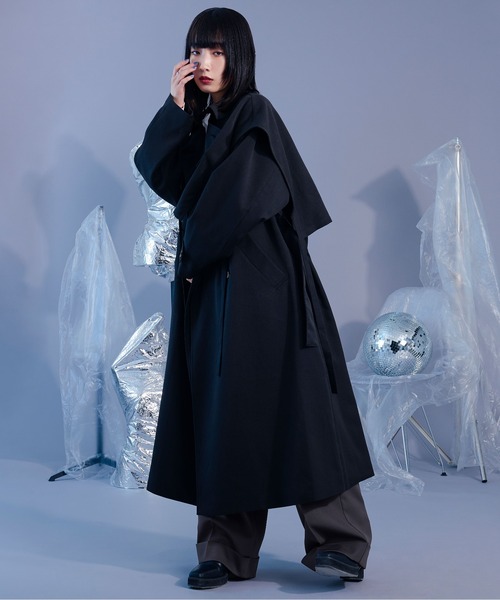 「Ellno Loset」 トレンチコート LARGE ブラック メンズ_画像4