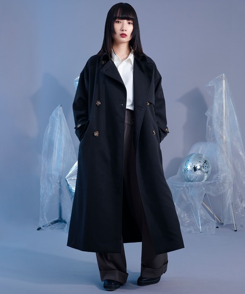 「Ellno Loset」 トレンチコート LARGE ブラック メンズ_画像9
