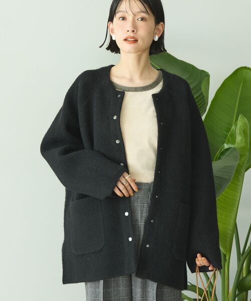 「AMERICAN HOLIC」 ニットカーディガン L 杢グレー レディース_画像2