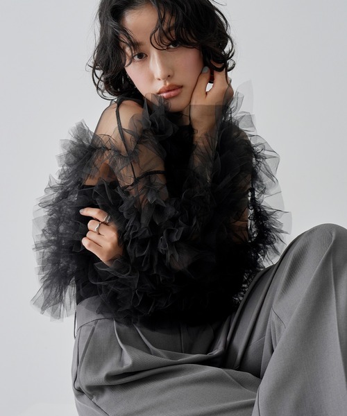 NOGLE 「NOGLE/ノグル」シアーチュールフリルボリュームトップス 