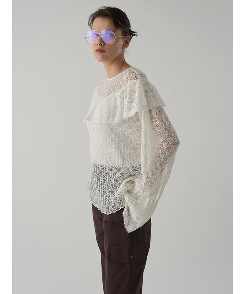 シャツ+ブラウス(半袖+袖なし) ivory sheer pleats blouse Henon. ブラウス シャツ SHEER PLEATS TOPS レディース : ZOZOTOWN